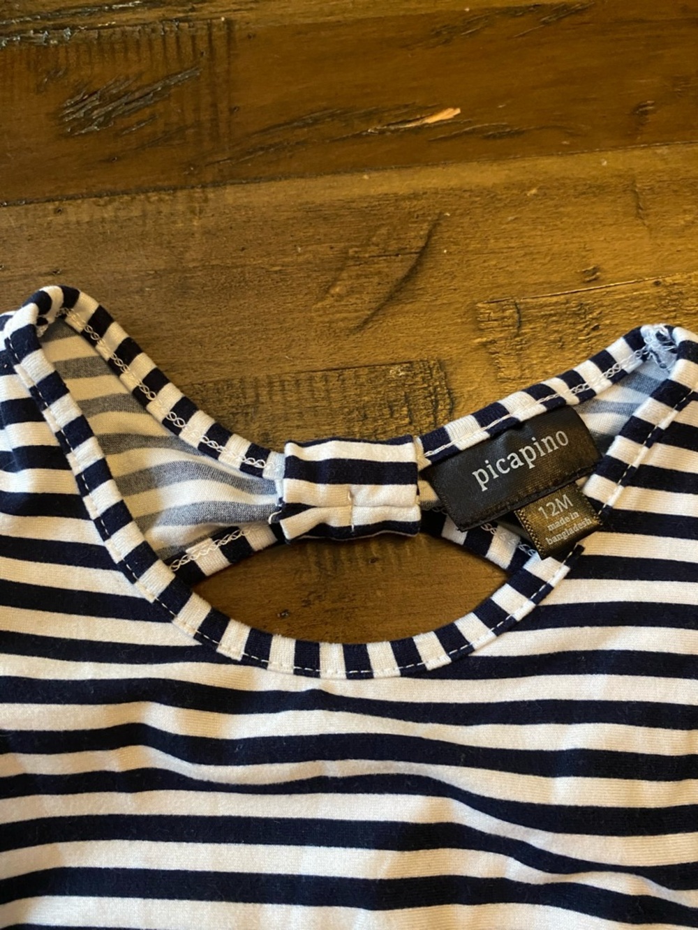 picapino Navy and White Striped Casual Kids Dress